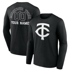 Minnesota Twins Monochrome Personalized Name & Number Long Sleeve T-Shirt Lifestyle