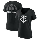 Minnesota Twins Women's Monochrome Personalized Name & Number V-Neck T-Shirt On Sale