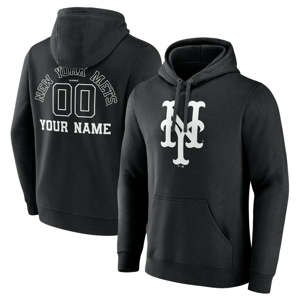 New York Mets Monochrome Personalized Name & Number Pullover Hoodie Clearance