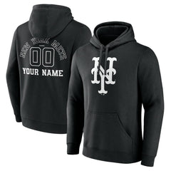 New York Mets Monochrome Personalized Name & Number Pullover Hoodie Clearance