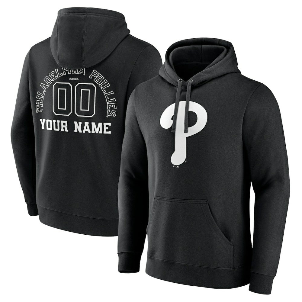 Philadelphia Phillies Monochrome Personalized Name & Number Pullover Hoodie Clearance