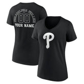 Philadelphia Phillies Women's Monochrome Personalized Name & Number V-Neck T-Shirt Online
