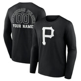 Pittsburgh Pirates Monochrome Personalized Name & Number Long Sleeve T-Shirt Online