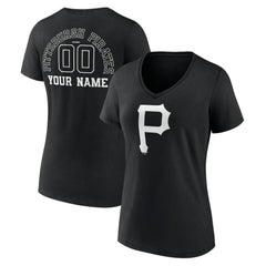 Pittsburgh Pirates Women's Monochrome Personalized Name & Number V-Neck T-Shirt for sale