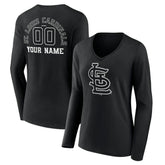 St. Louis Cardinals Women's Monochrome Personalized Name & Number Long Sleeve V-Neck T-Shirt Clearance