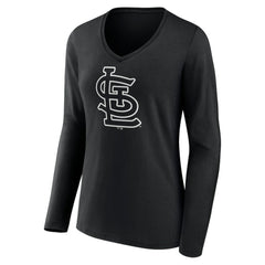 St. Louis Cardinals Women's Monochrome Personalized Name & Number Long Sleeve V-Neck T-Shirt Clearance