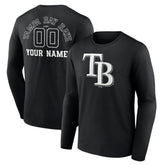 Tampa Bay Rays Monochrome Personalized Name & Number Long Sleeve T-Shirt for sale