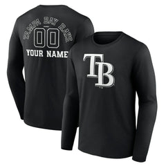 Tampa Bay Rays Monochrome Personalized Name & Number Long Sleeve T-Shirt for sale
