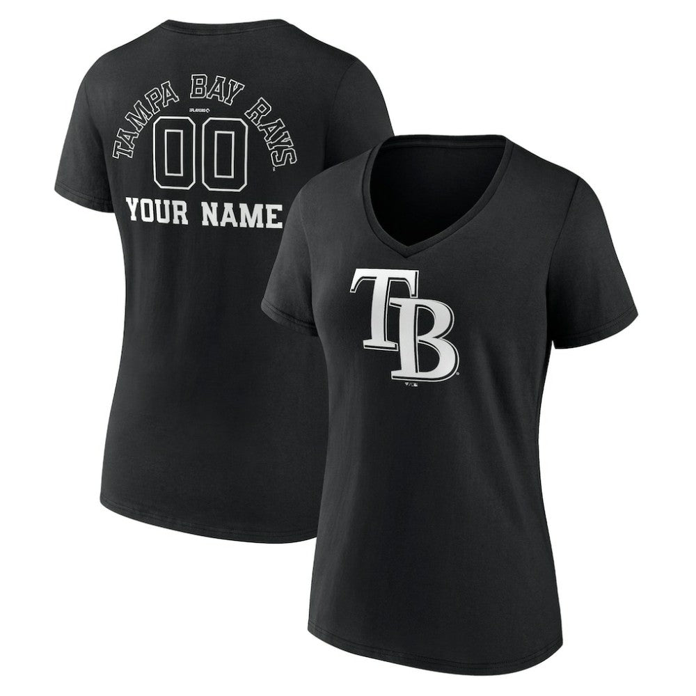 Tampa Bay Rays Women's Monochrome Personalized Name & Number V-Neck T-Shirt for sale
