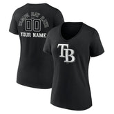 Tampa Bay Rays Women's Monochrome Personalized Name & Number V-Neck T-Shirt for sale