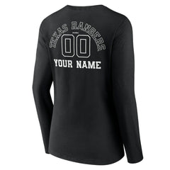 Texas Rangers Women's Monochrome Personalized Name & Number Long Sleeve V-Neck T-Shirt for sale