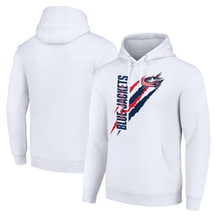 Columbus Blue Jackets - Starter Color Scratch Fleece Pullover Hoodie White