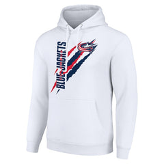 Columbus Blue Jackets - Starter Color Scratch Fleece Pullover Hoodie White