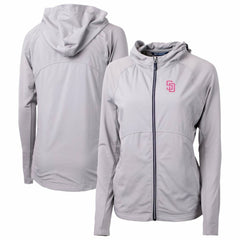 San Diego Padres Cutter & Buck Women's City Connect Adapt Eco Knit Hybrid Recycled Full-Zip Hoodie Clearance
