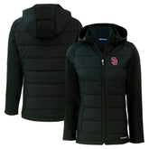 San Diego Padres Cutter & Buck Women's City Connect Evoke Hybrid Eco Softshell Recycled Full-Zip Hoodie Jacket Lifestyle