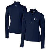 Chicago Cubs Cutter & Buck Women's City Connect Traverse Stretch Quarter-Zip Pullover Top Clearance
