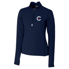 Chicago Cubs Cutter & Buck Women's City Connect Traverse Stretch Quarter-Zip Pullover Top Clearance