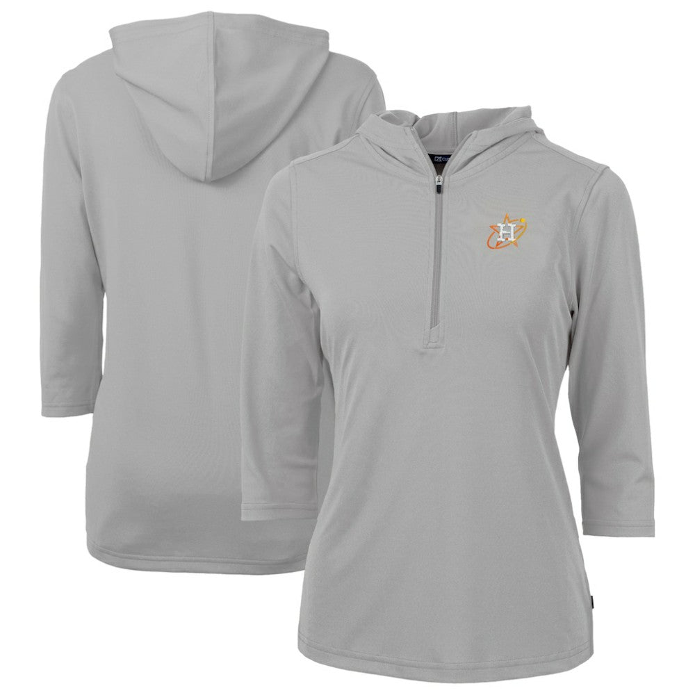 Houston Astros Cutter & Buck Women's City Connect Virtue Eco Pique Recycled Half-Zip Pullover Hoodie Clearance