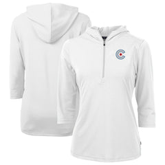 Chicago Cubs Cutter & Buck Women's City Connect Virtue Eco Pique Recycled Half-Zip Pullover Hoodie Sale