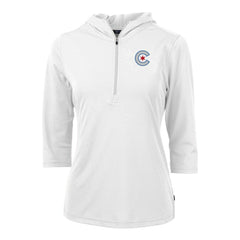 Chicago Cubs Cutter & Buck Women's City Connect Virtue Eco Pique Recycled Half-Zip Pullover Hoodie Sale