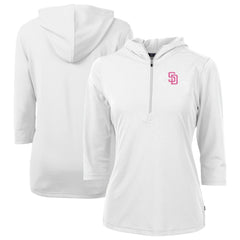 San Diego Padres Cutter & Buck Women's City Connect Virtue Eco Pique Recycled Half-Zip Pullover Hoodie for sale