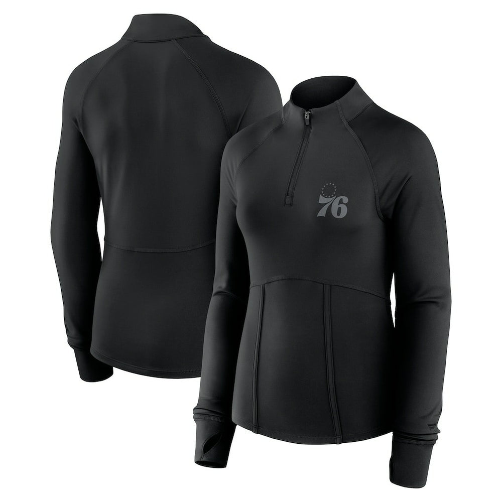 Fanatics - Philadelphia 76ers Women's Elements Match Raglan Quarter-Zip Top - Black