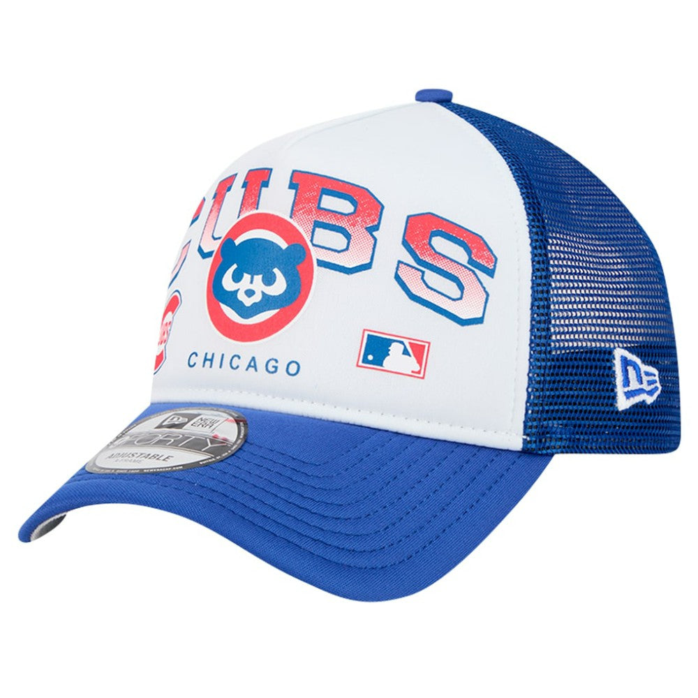 Chicago Cubs New Era Retro Wordmark 9FORTY A-Frame Trucker Adjustable Hat discount
