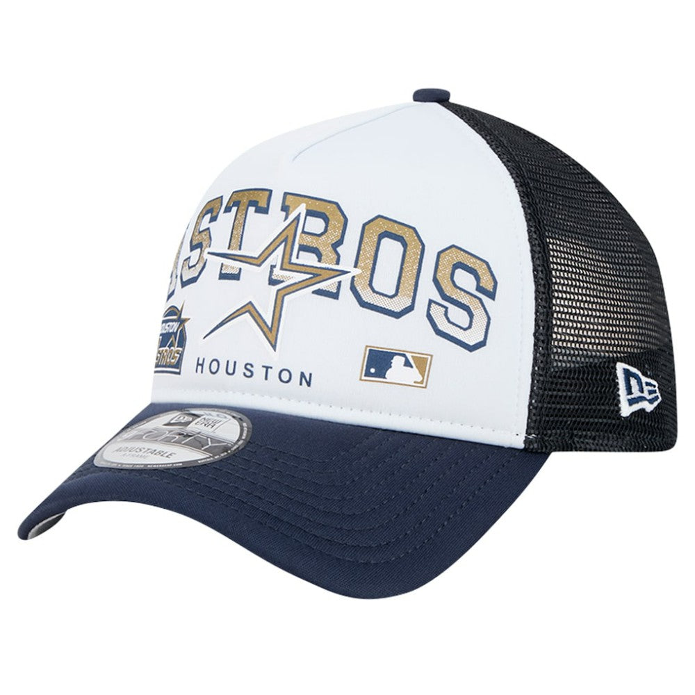 Houston Astros New Era Retro Wordmark 9FORTY A-Frame Trucker Adjustable Hat Near Me