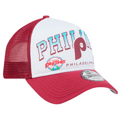 Philadelphia Phillies New Era Retro Wordmark 9FORTY A-Frame Trucker Adjustable Hat Sale