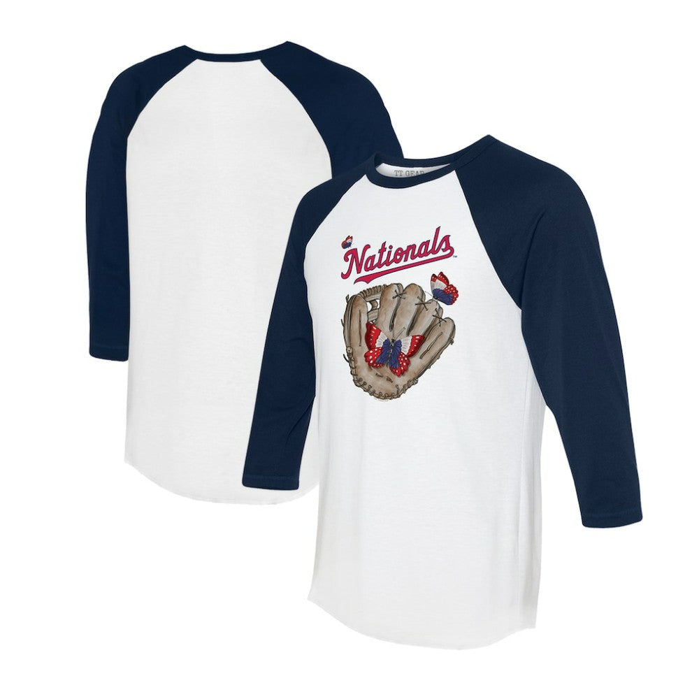 Washington Nationals Tiny Turnip Unisex Butterfly Glove 3/4-Sleeve Raglan T-Shirt Clearance