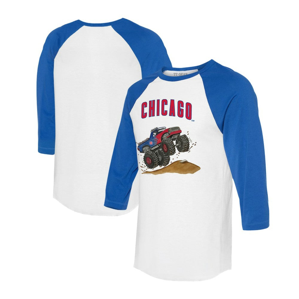Chicago Cubs Tiny Turnip Unisex Monster Truck 3/4-Sleeve Raglan T-Shirt Clearance