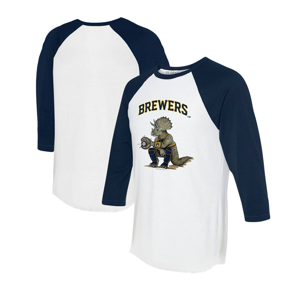 Milwaukee Brewers Tiny Turnip Unisex Triceratops 3/4-Sleeve Raglan T-Shirt Sale