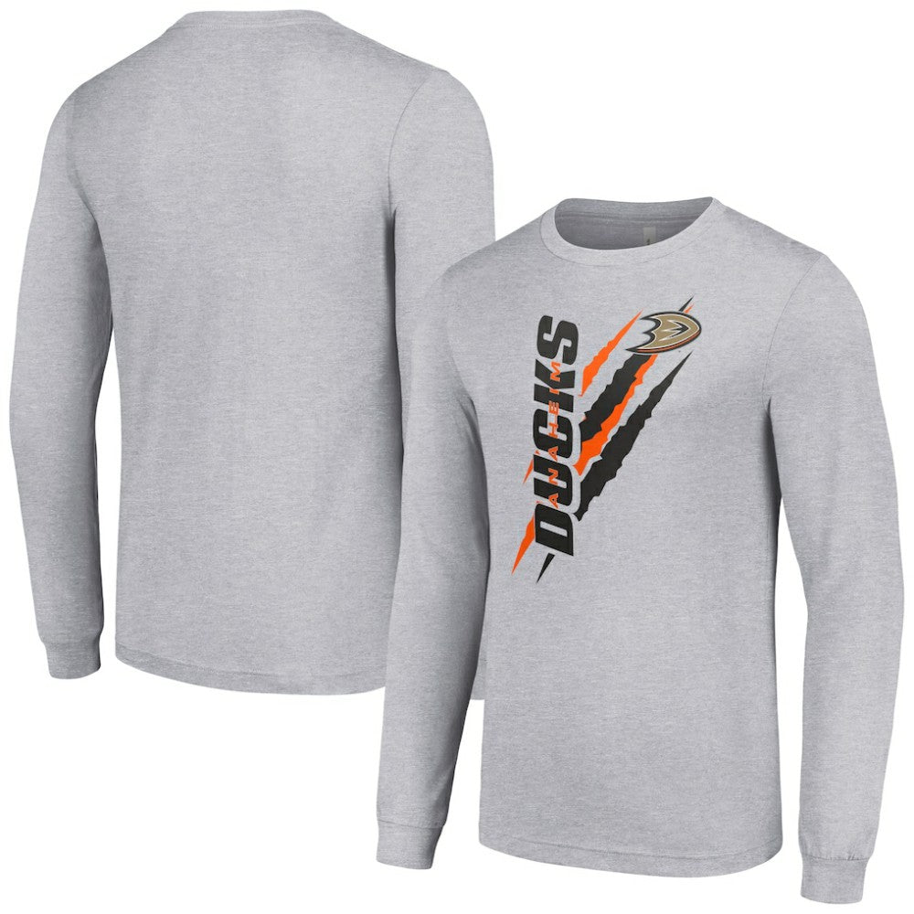 Anaheim Ducks - Starter Color Scratch Long-Sleeve T-Shirt Heather Gray