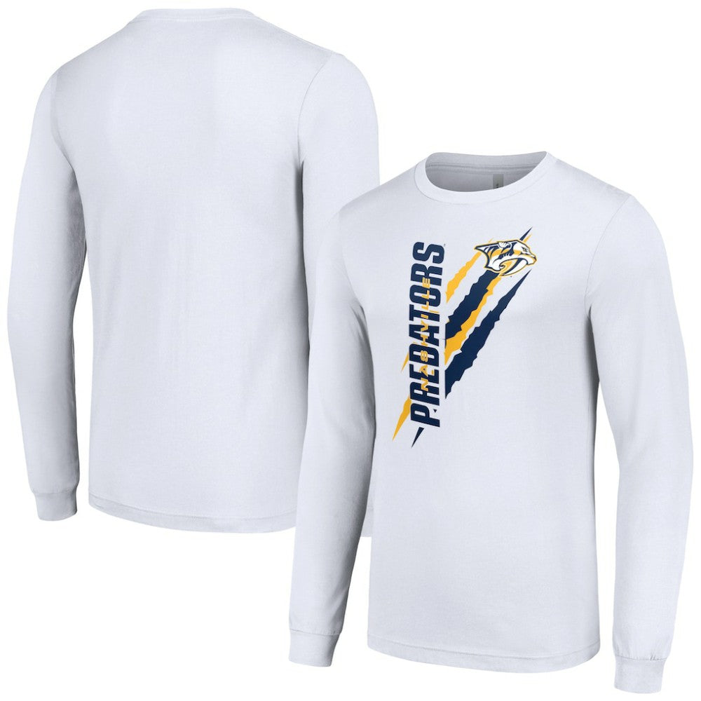 Nashville Predators - Starter Color Scratch Long-Sleeve T-Shirt White