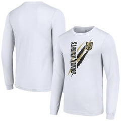 Vegas Golden Knights Starter Color Scratch Long-Sleeve T-Shirt White