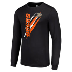 Anaheim Ducks - Starter Color Scratch Long-Sleeve T-Shirt Black