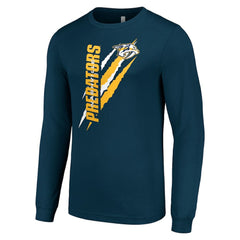 Nashville Predators - Starter Color Scratch Long-Sleeve T-Shirt Navy