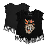 Baltimore Orioles Tiny Turnip Girls Youth Butterfly Glove Fringe T-Shirt Near Me