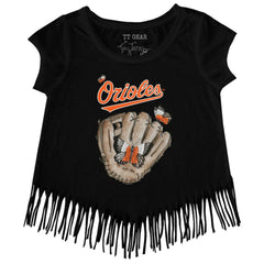 Baltimore Orioles Tiny Turnip Girls Youth Butterfly Glove Fringe T-Shirt Near Me