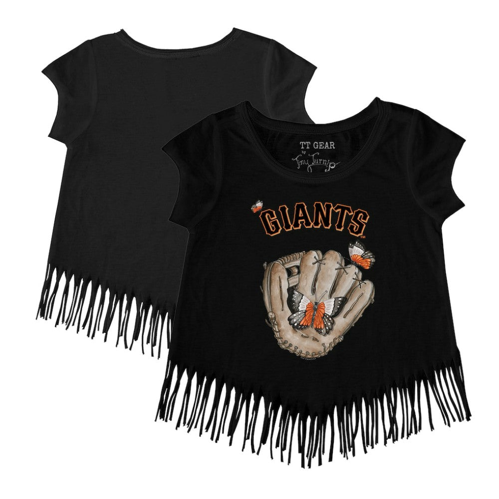 San Francisco Giants Tiny Turnip Girls Youth Butterfly Glove Fringe T-Shirt Clearance