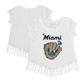 Miami Marlins Tiny Turnip Girls Youth Butterfly Glove Fringe T-Shirt On Sale