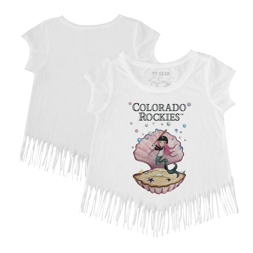 Colorado Rockies Tiny Turnip Girls Youth Mermaid Fringe T-Shirt On Sale