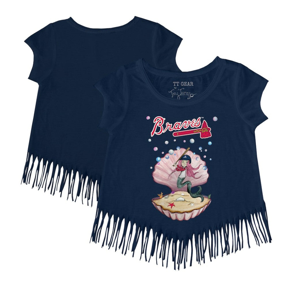 Atlanta Braves Tiny Turnip Girls Youth Mermaid Fringe T-Shirt discount
