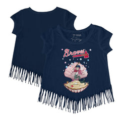 Atlanta Braves Tiny Turnip Girls Youth Mermaid Fringe T-Shirt discount