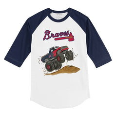 Atlanta Braves Tiny Turnip Youth Monster Truck 3/4-Sleeve Raglan T-Shirt for sale