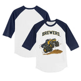 Milwaukee Brewers Tiny Turnip Youth Monster Truck 3/4-Sleeve Raglan T-Shirt On Sale
