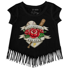 Pittsburgh Pirates Tiny Turnip Girls Youth Tattoo Rose Fringe T-Shirt Near Me