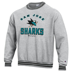 San Jose Sharks - Champion Reverse Weave Yarn Dye Pullover Sweatshirt Heather Gray