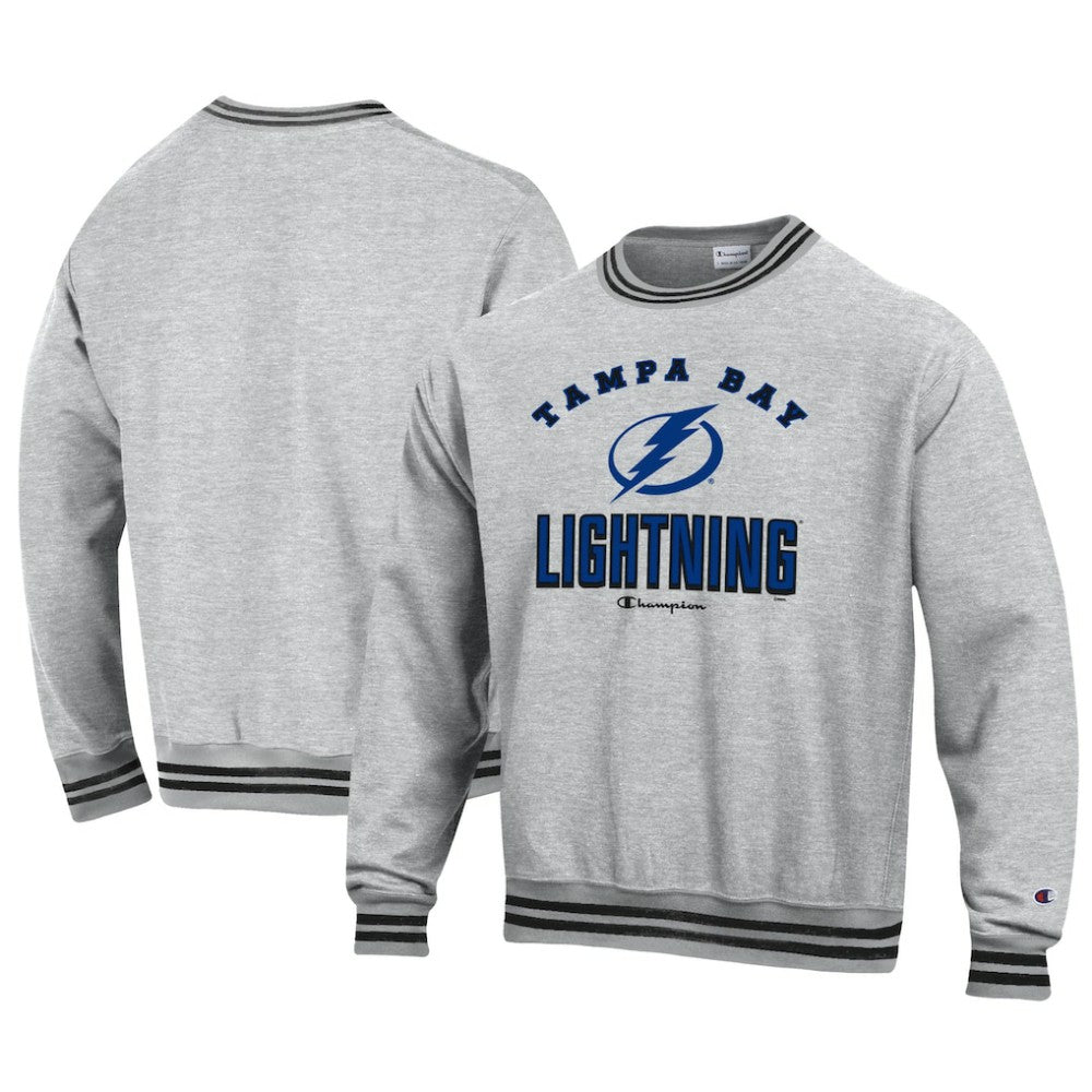 Tampa Bay Lightning - Champion Reverse Weave Yarn Dye Pullover Sweatshirt Heather Gray