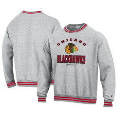 Chicago Blackhawks Champion Reverse Weave Yarn Dye Pullover Sweatshirt Heather Gray